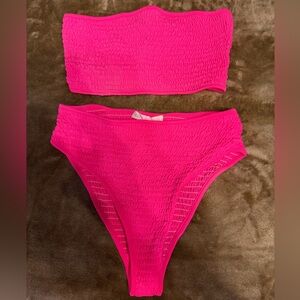 Hot & Delicious Neon Pink Smocked Bikini Set